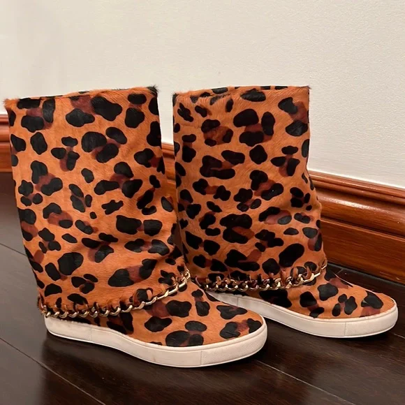 Schutz Leopard Platform Sneaker-Bootie